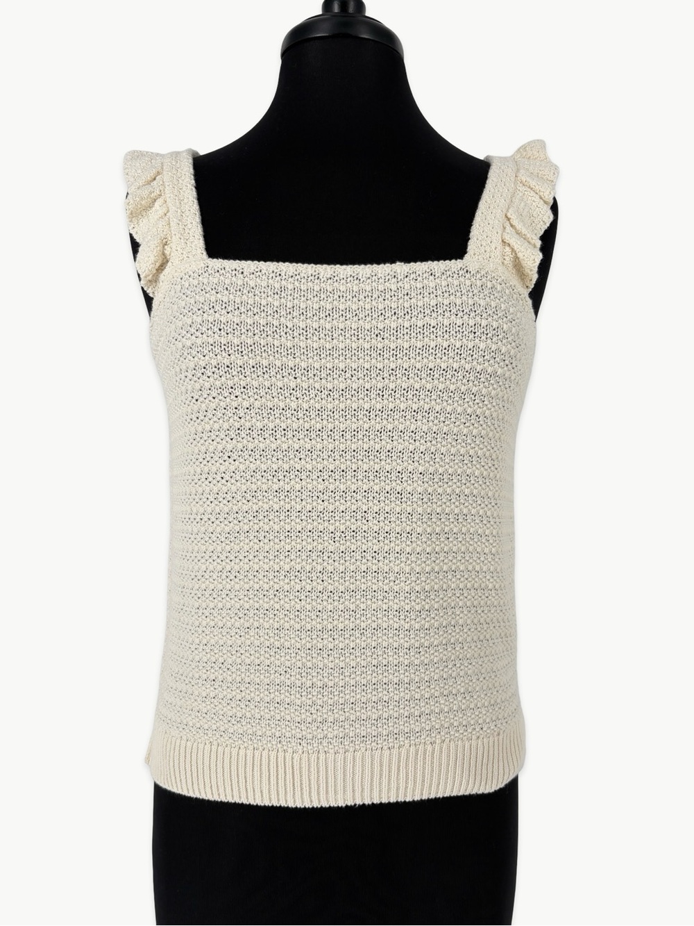 Madewell Crocheted Ruffle-Strap Sweater Tank Size Small Antique Cream Cotton